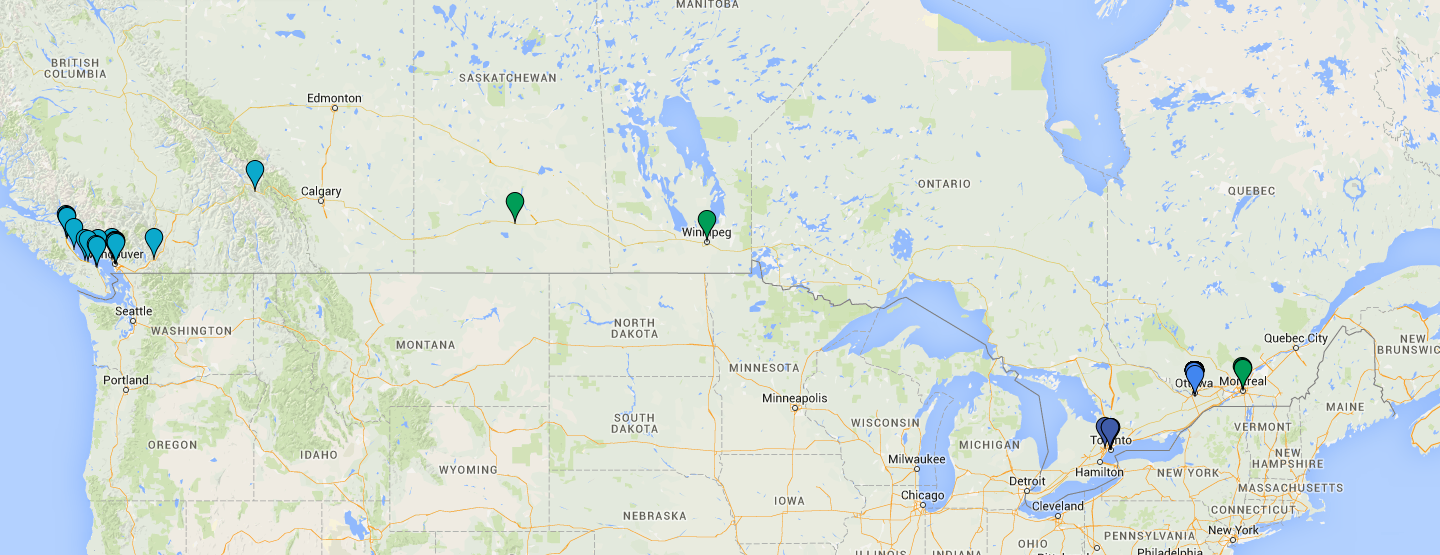 View the Google Map of real scene locations from across Canada described in the book.